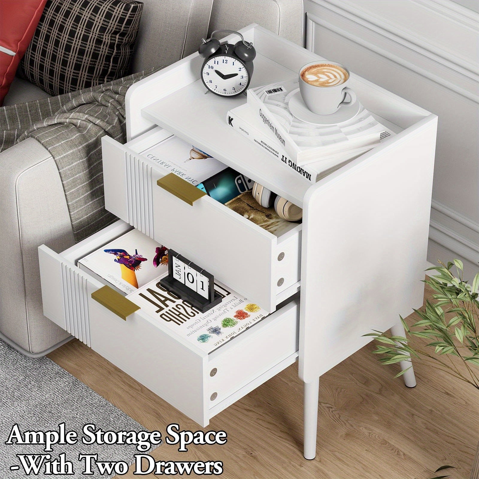 Nightstand Modern Nightstand With 2 Storage Drawers