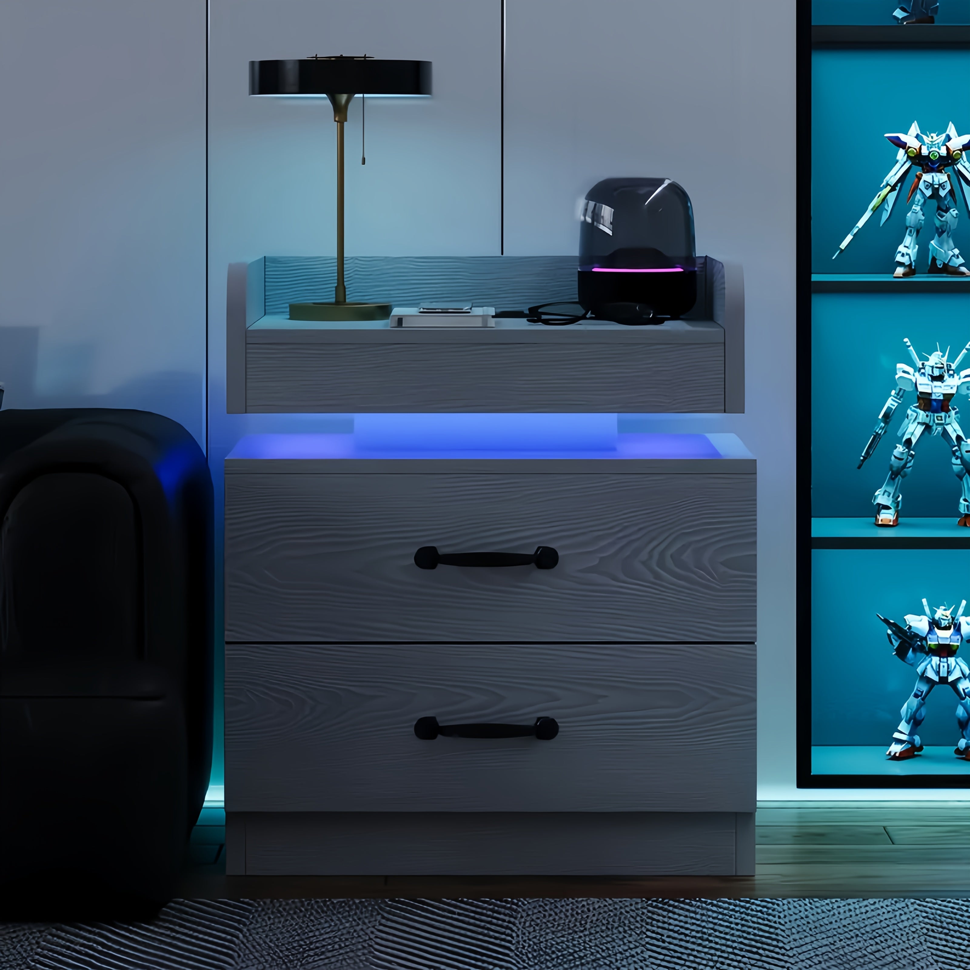 Modern Night Stand with LED Lights