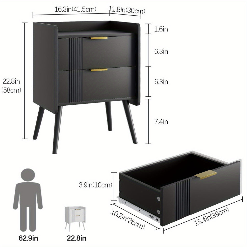 Nightstand Modern Nightstand With 2 Storage Drawers