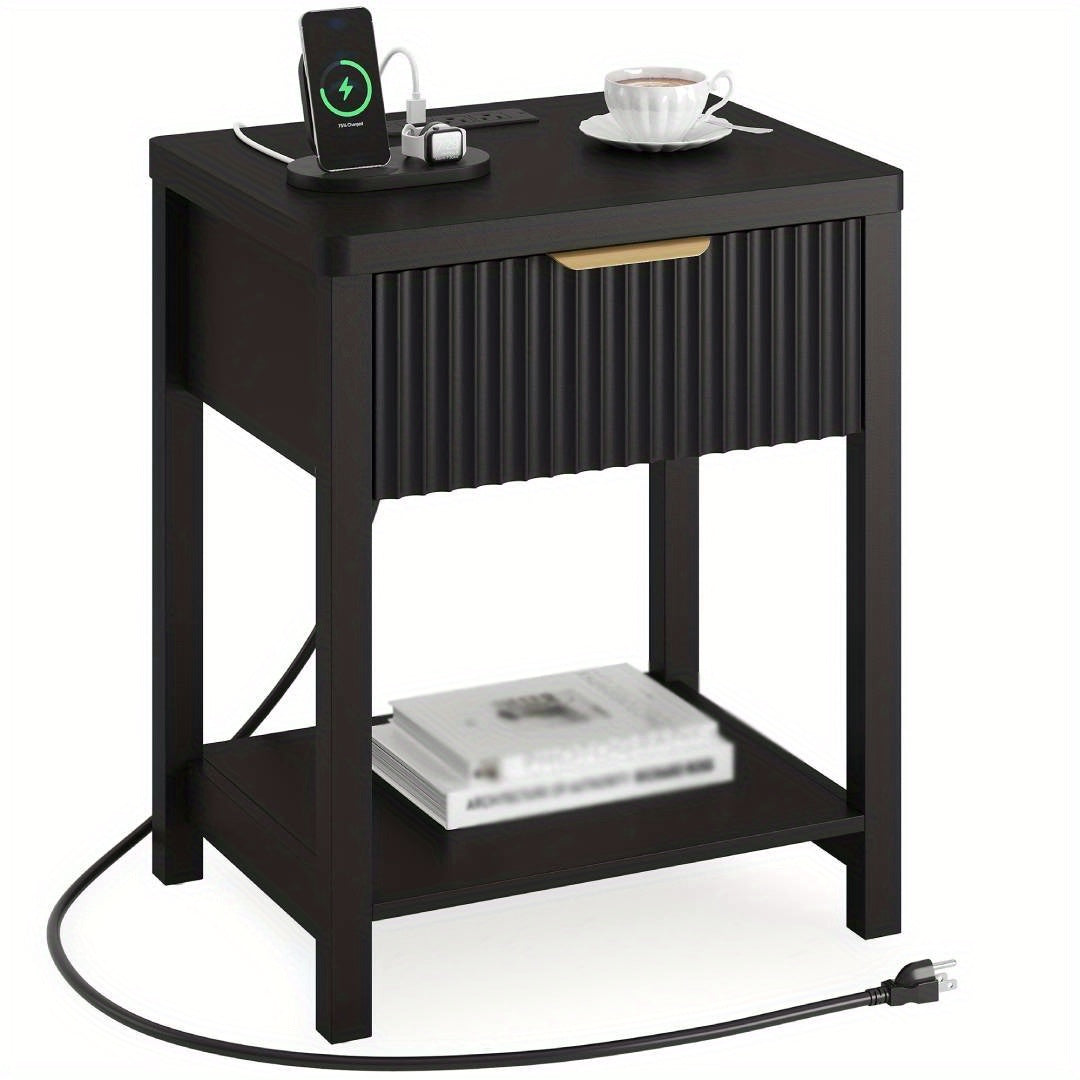 Modern Nightstand with Charging Station
