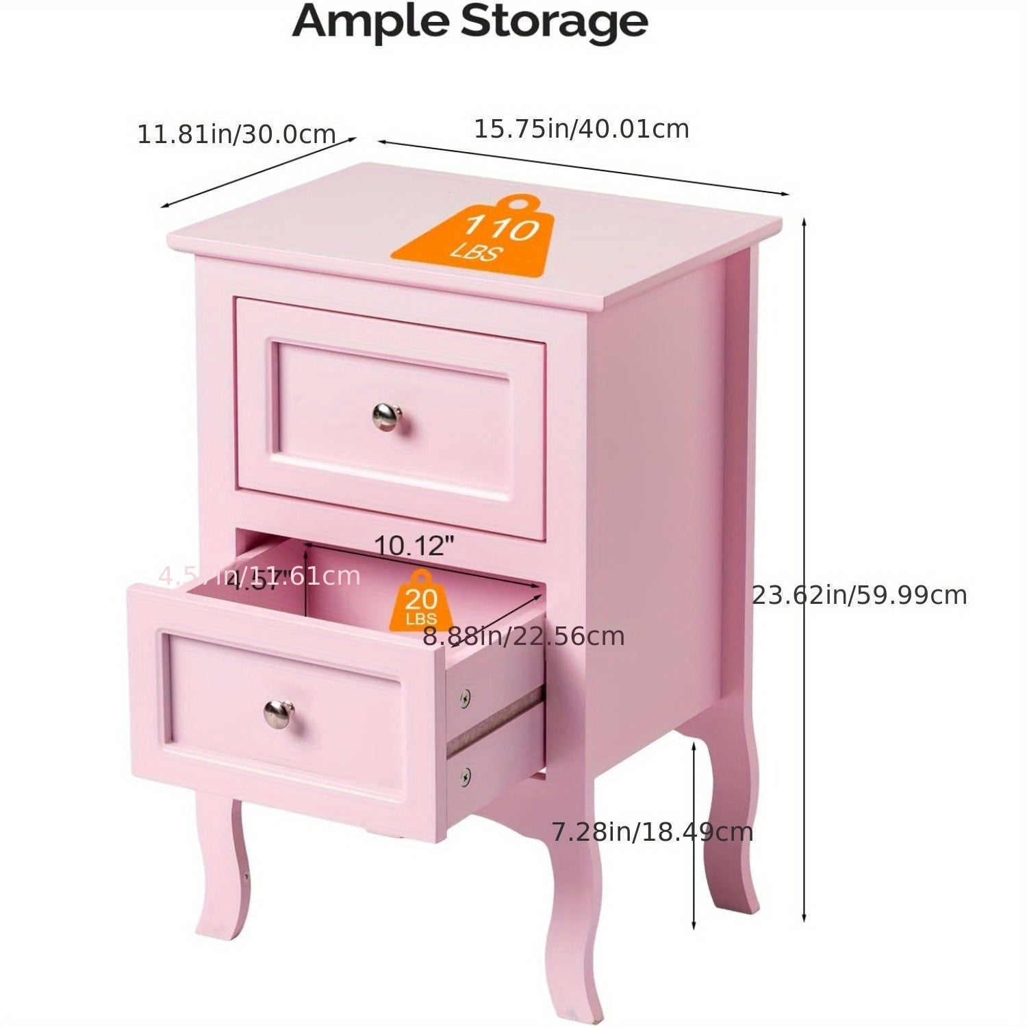 American pastoral  two drawers bedside table