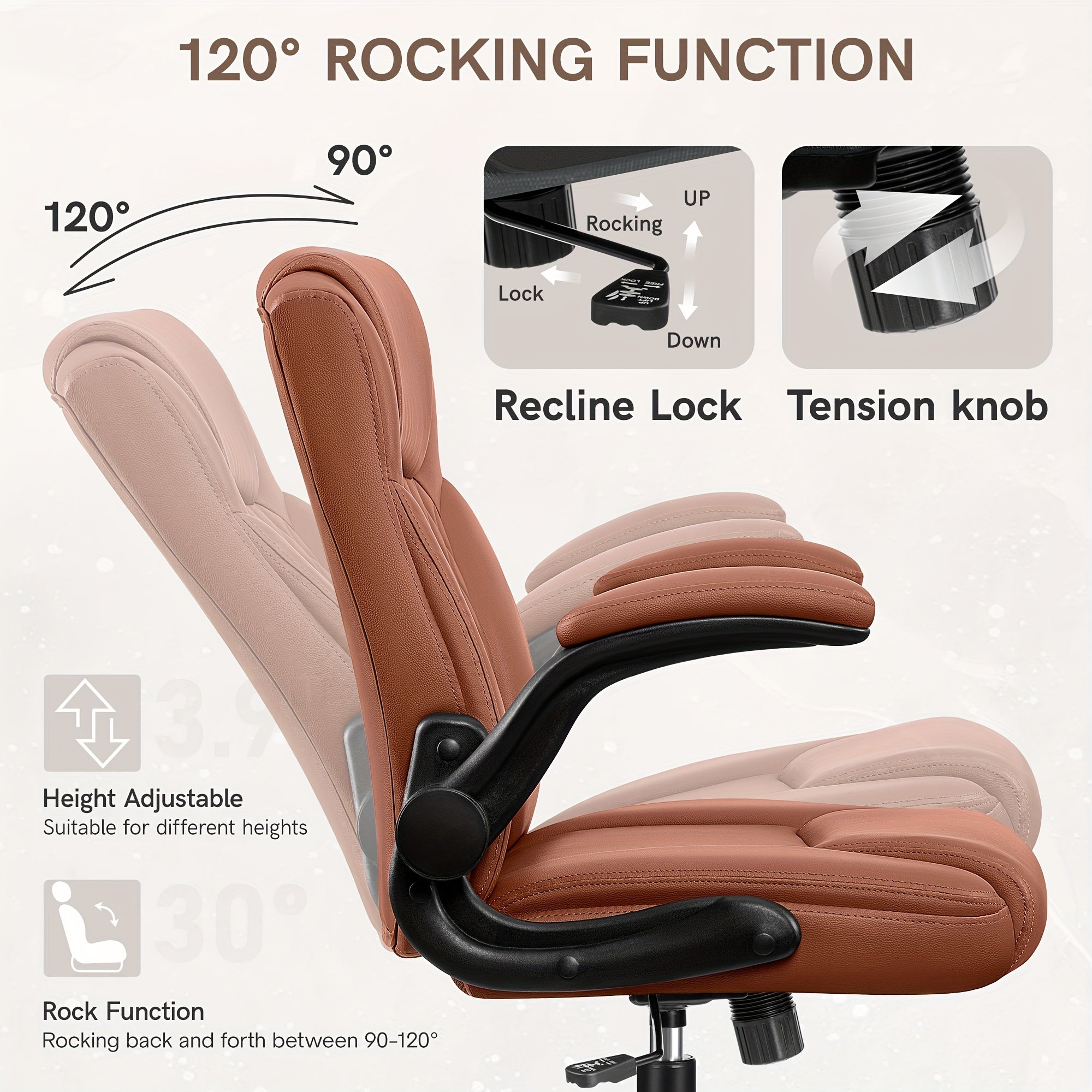 Home Computer Desk Chair, Ergonomic Back Support, 360° Free Rotation