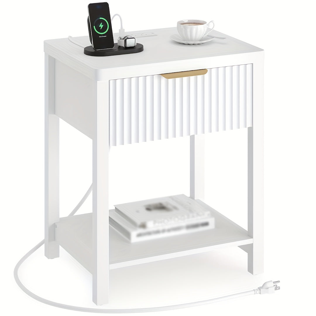Modern Nightstand with Charging Station