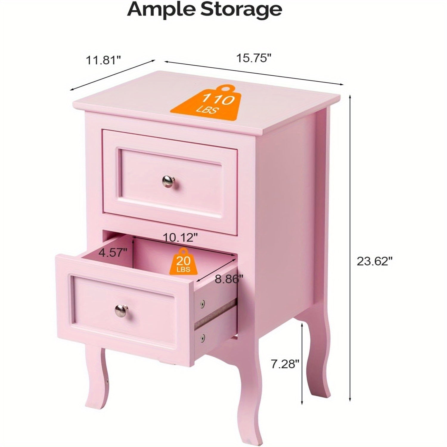 American pastoral  two drawers bedside table