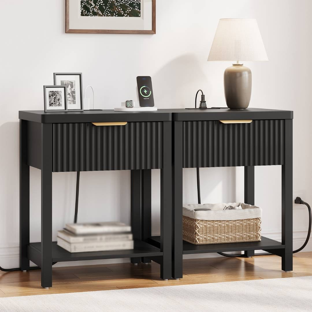 Modern Nightstand with Charging Station