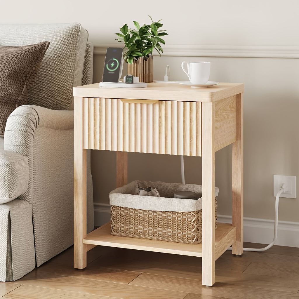 Modern Nightstand with Charging Station
