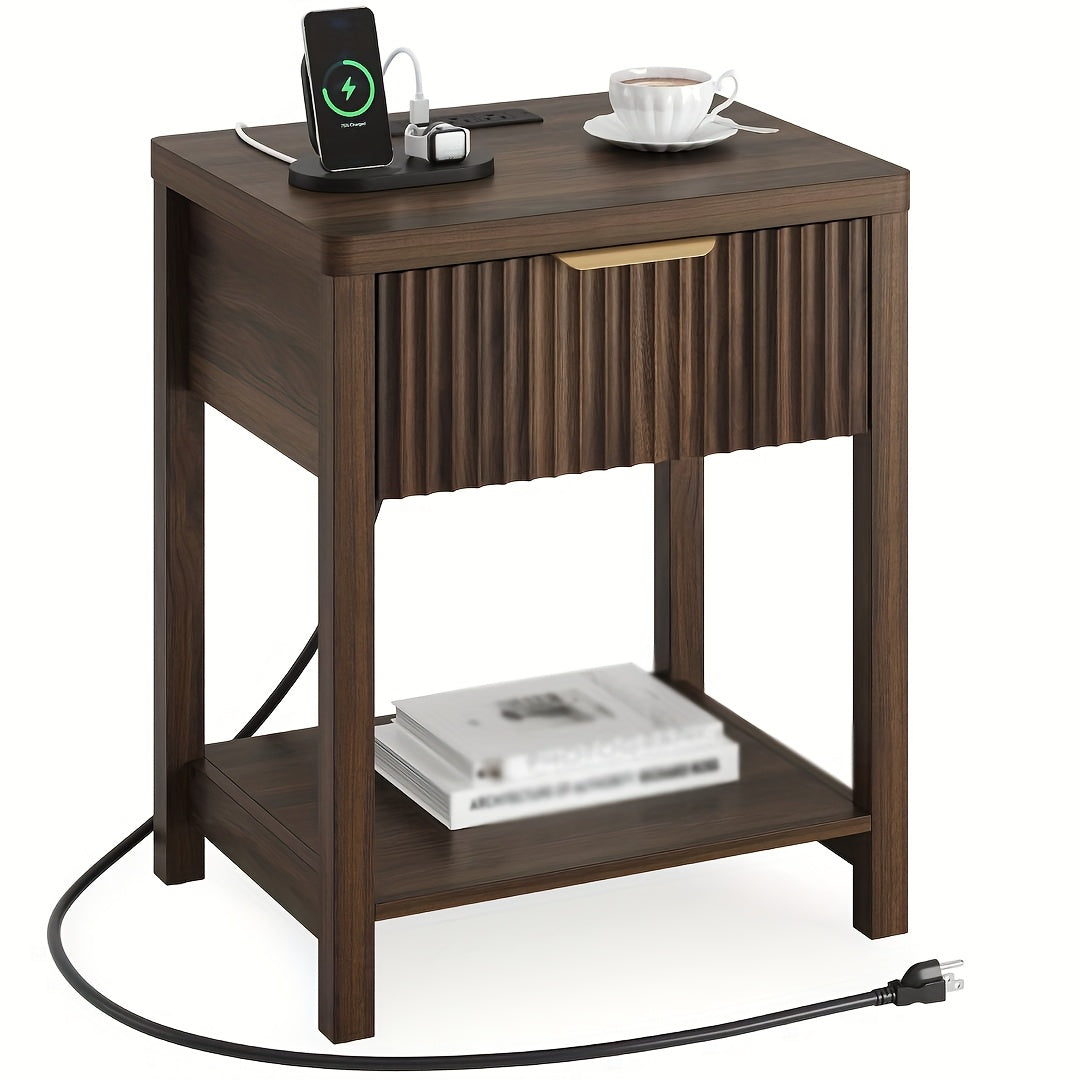 Modern Nightstand with Charging Station