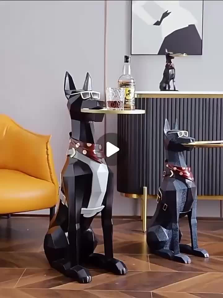 Doberman Dog Figurine Tray