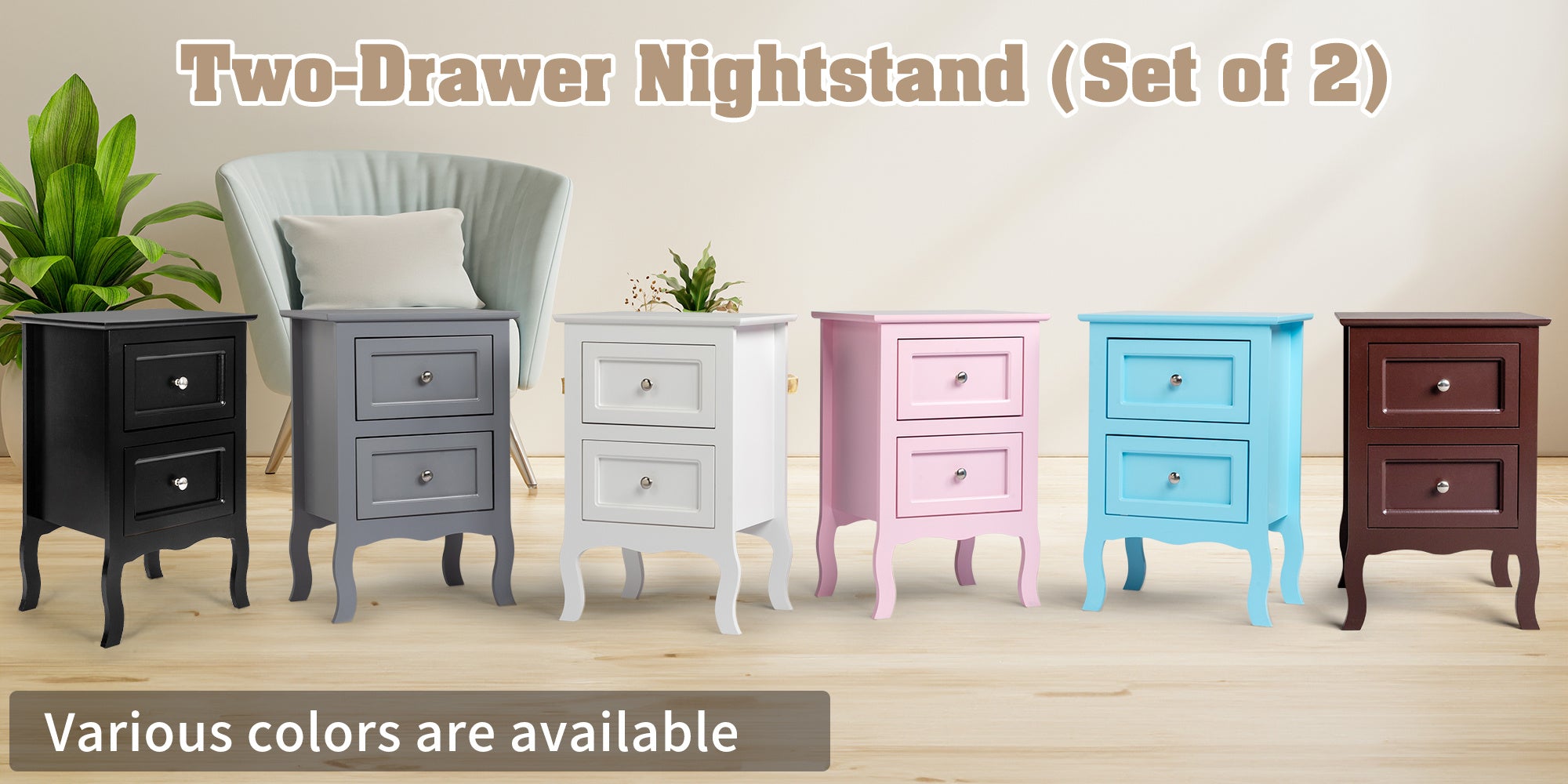 American pastoral  two drawers bedside table