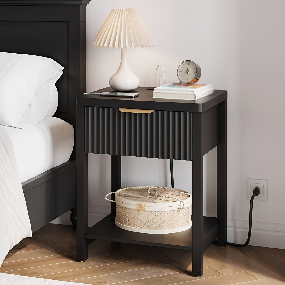 Modern Nightstand with Charging Station