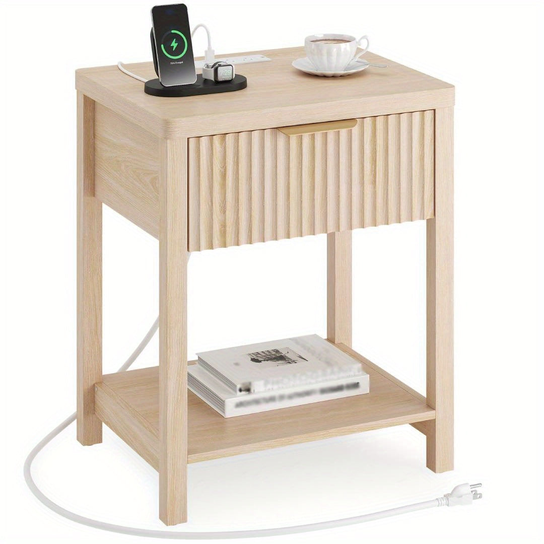 Modern Nightstand with Charging Station