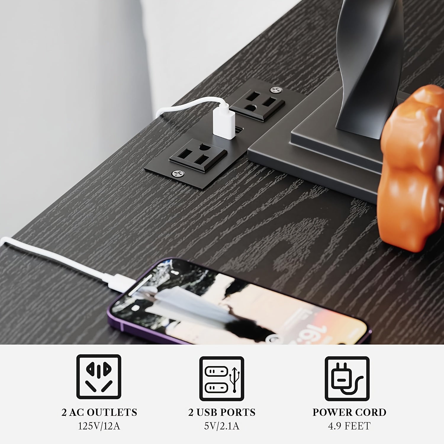 LED Nightstand with Charging Station