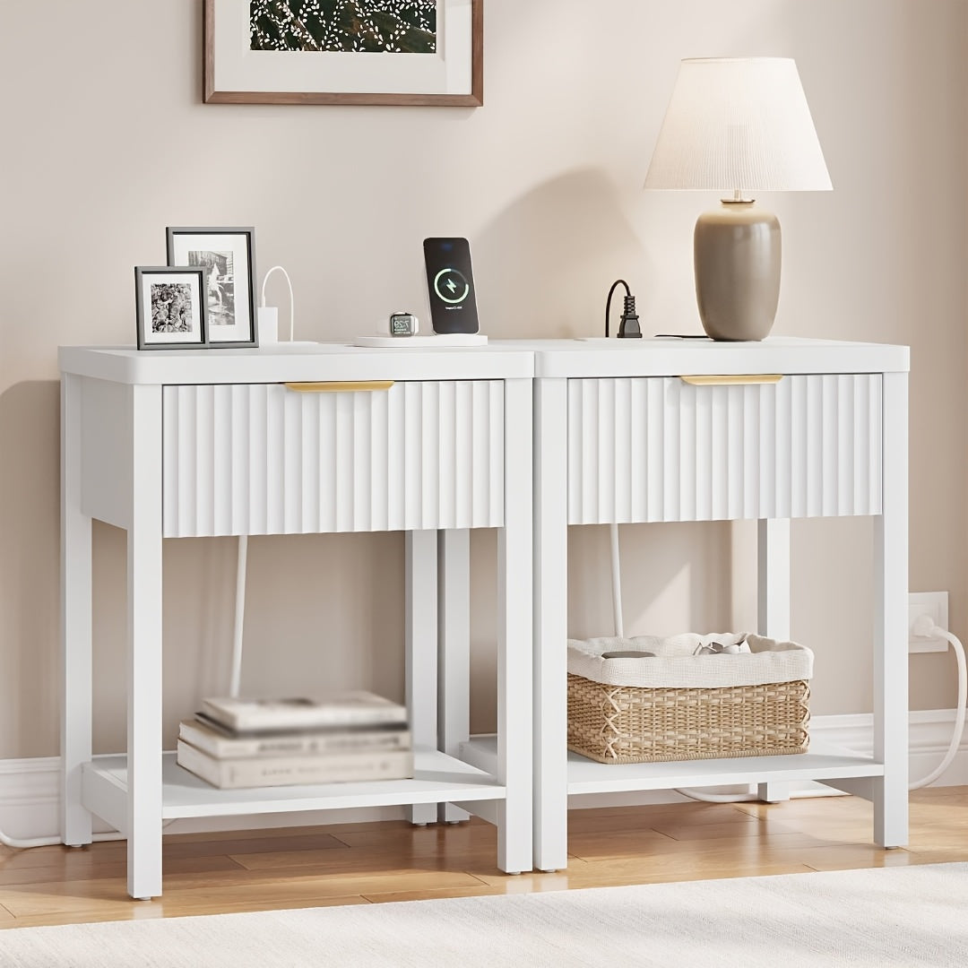 Modern Nightstand with Charging Station