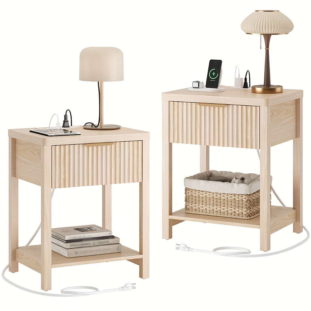 Modern Nightstand with Charging Station