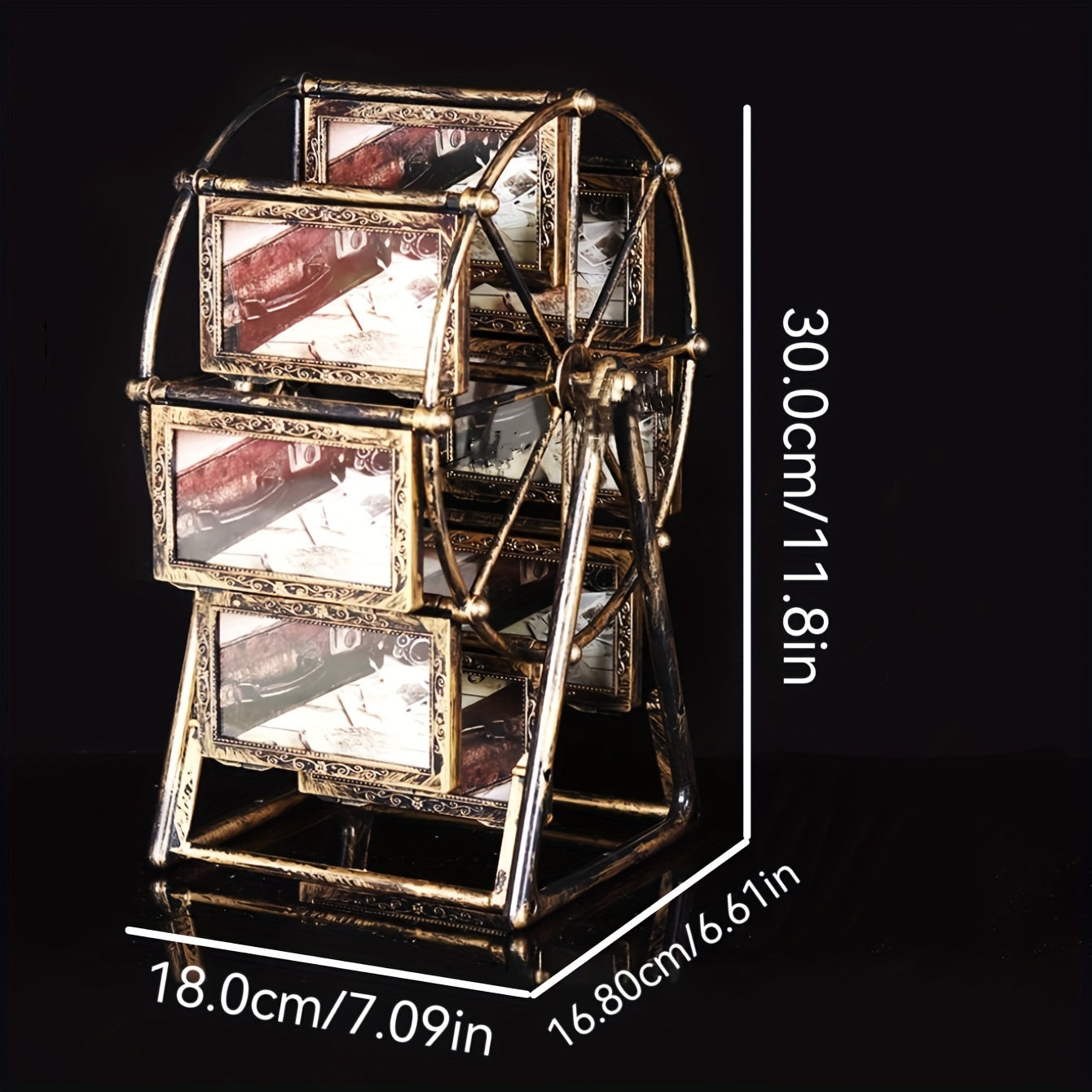 Vintage Rotating Ferris Wheel Photo Frame - 8pcs of 4-Inch Frames
