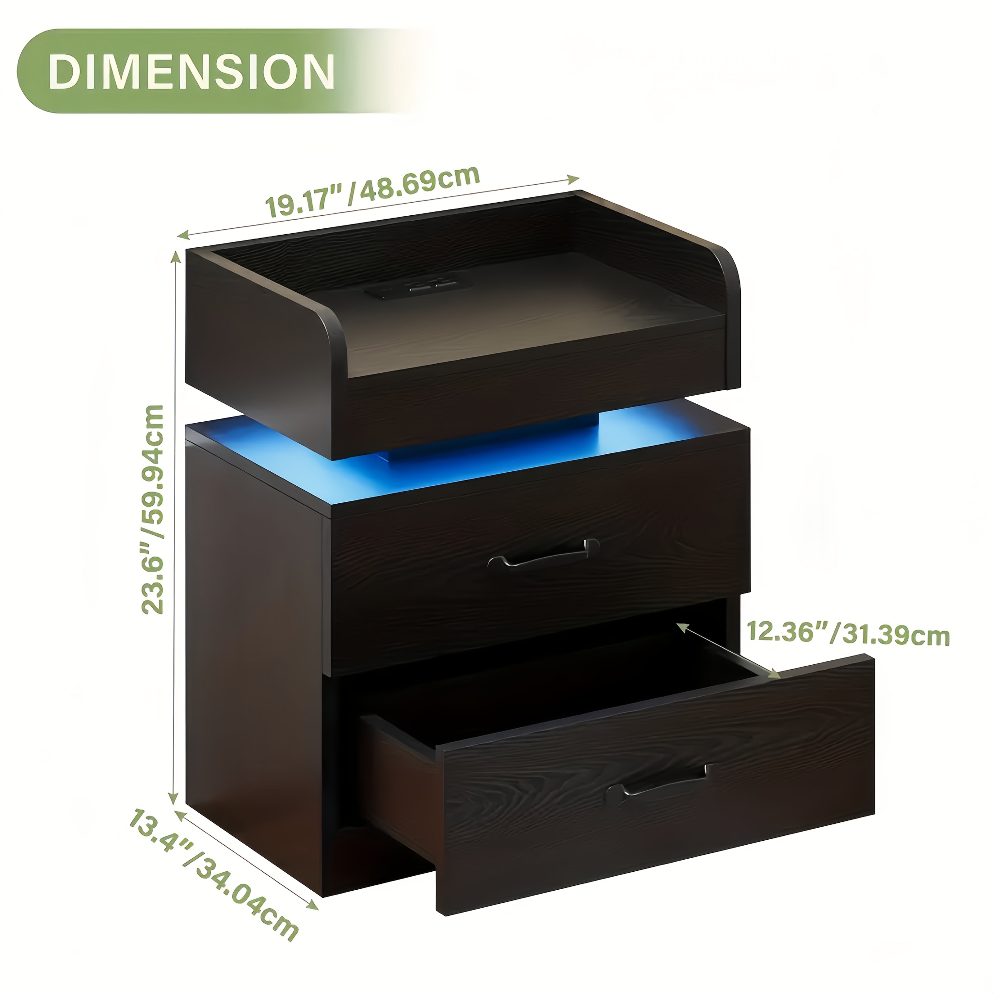 Modern Night Stand with LED Lights