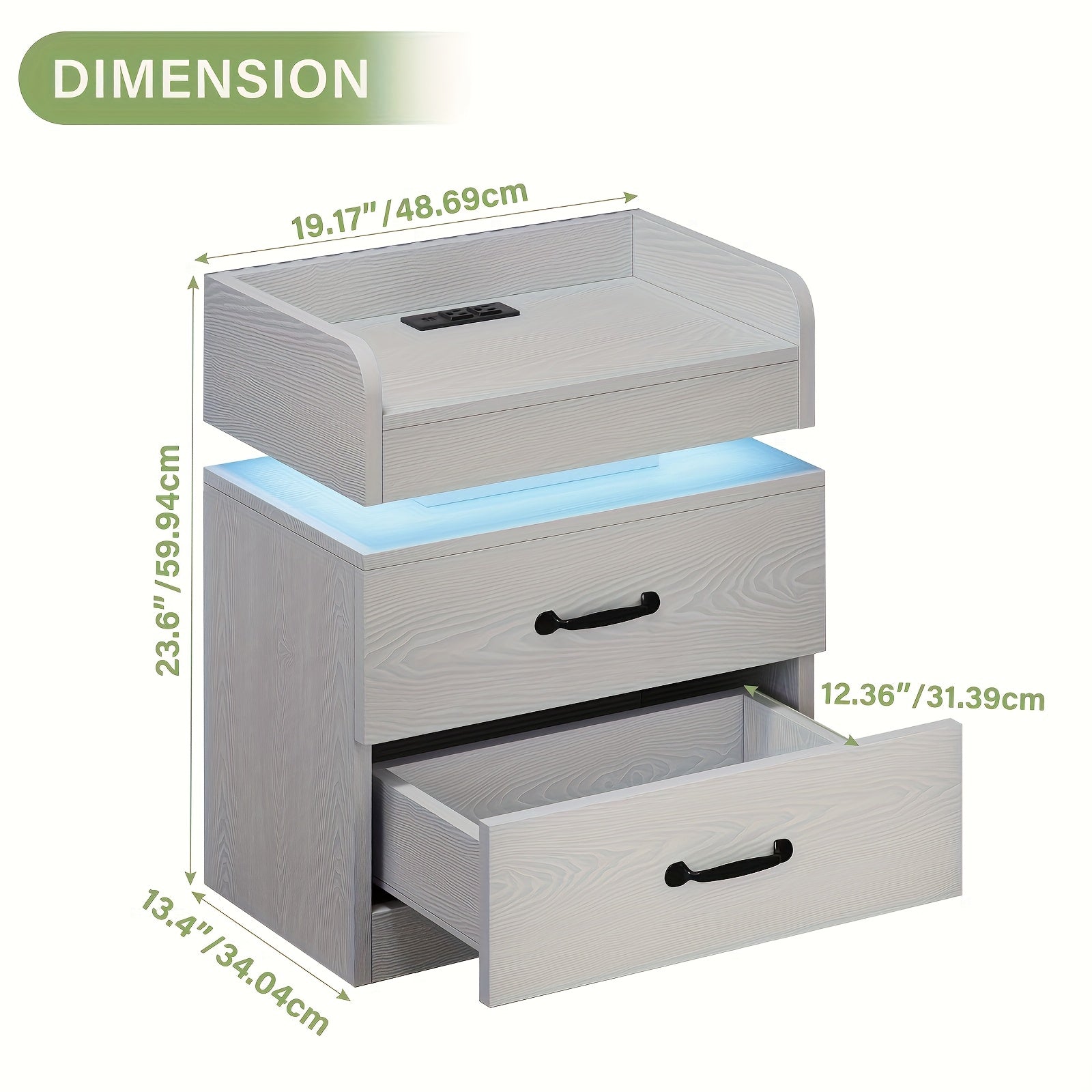Modern Night Stand with LED Lights