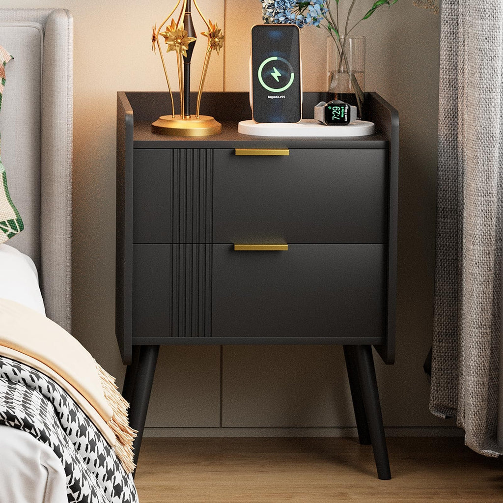 Nightstand Modern Nightstand With 2 Storage Drawers