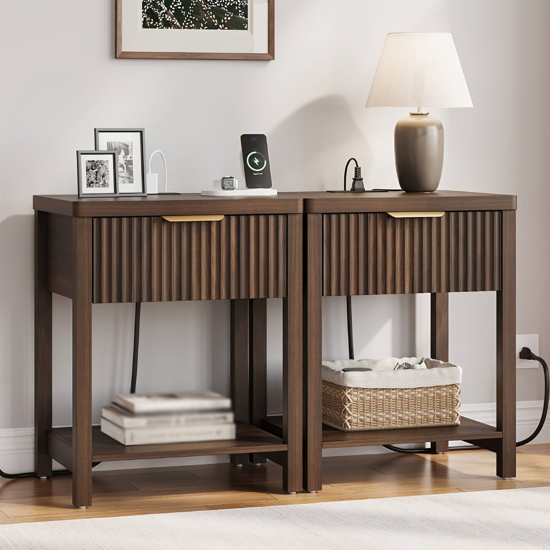 Modern Nightstand with Charging Station