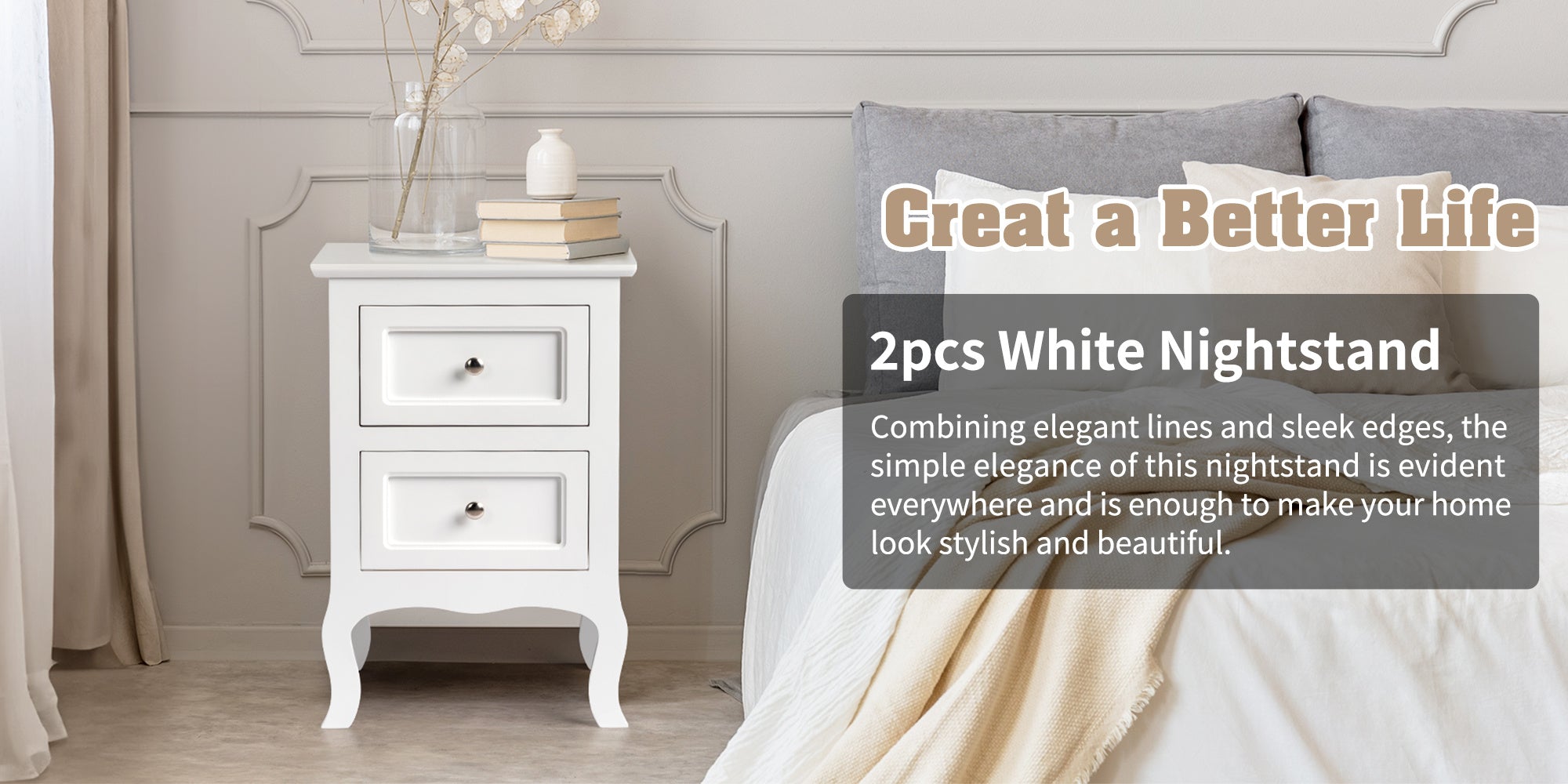 American pastoral  two drawers bedside table