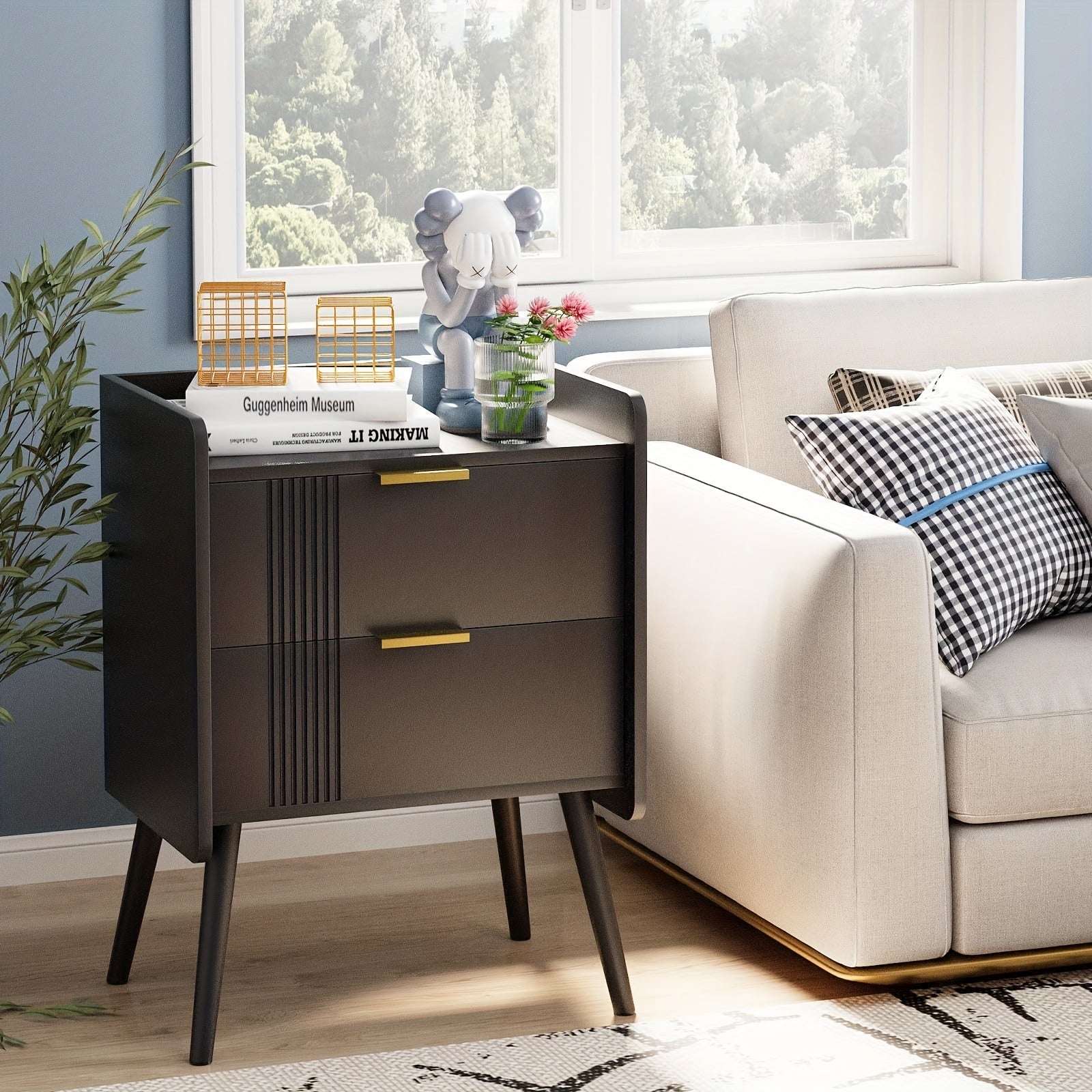 Nightstand Modern Nightstand With 2 Storage Drawers