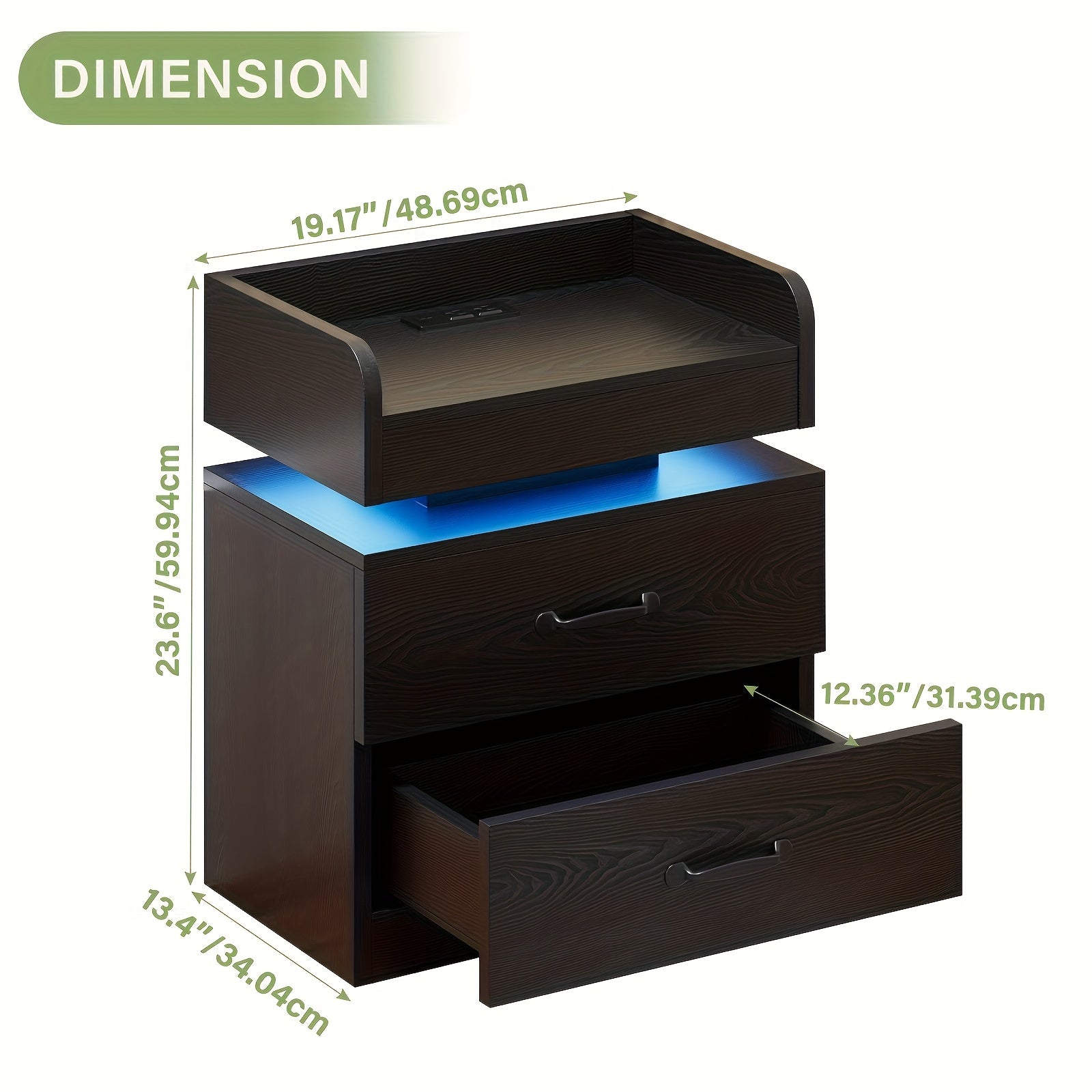 Modern Night Stand with LED Lights
