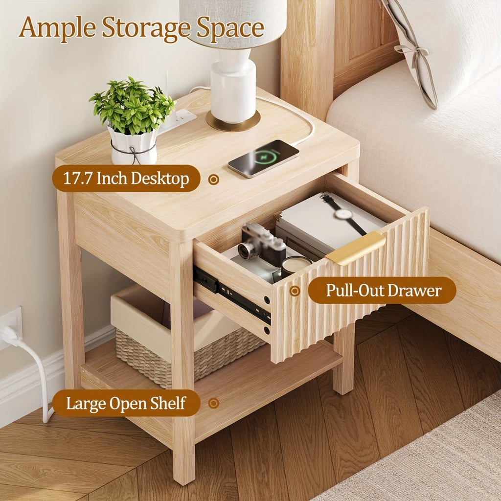 Modern Nightstand with Charging Station