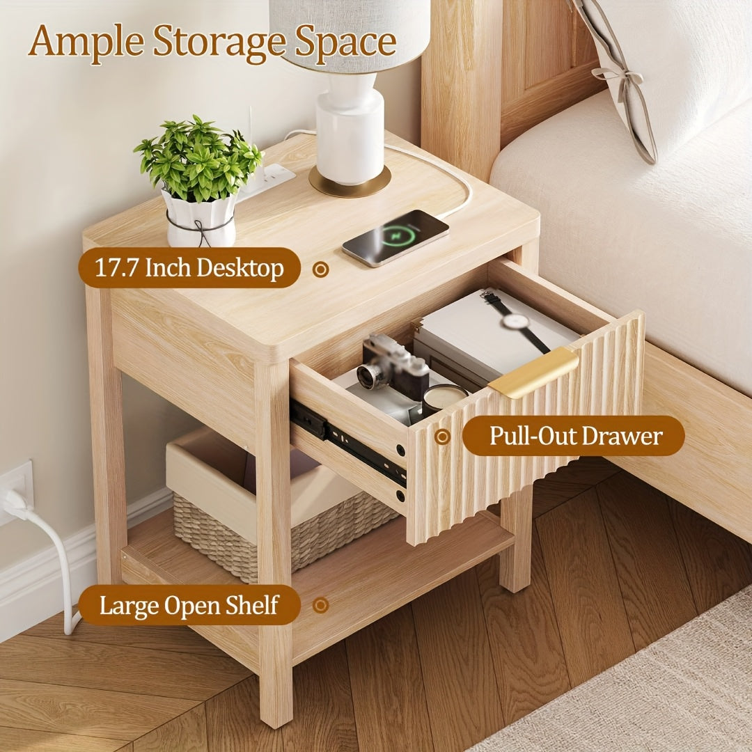 Modern Nightstand with Charging Station