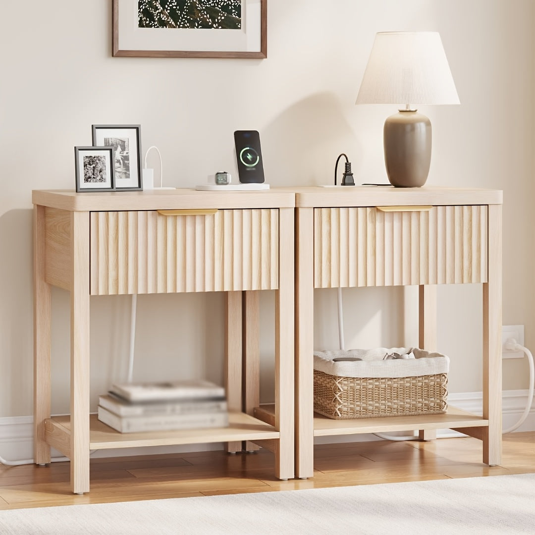 Modern Nightstand with Charging Station