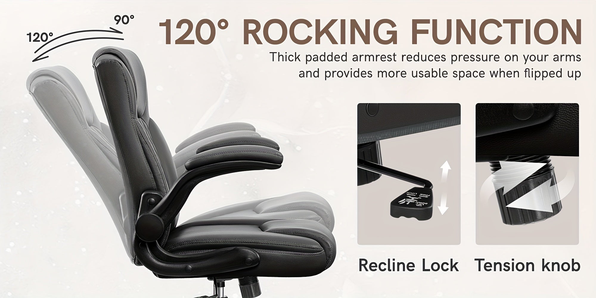 Home Computer Desk Chair, Ergonomic Back Support, 360° Free Rotation