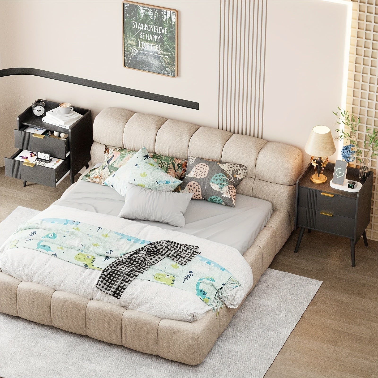 Nightstand Modern Nightstand With 2 Storage Drawers