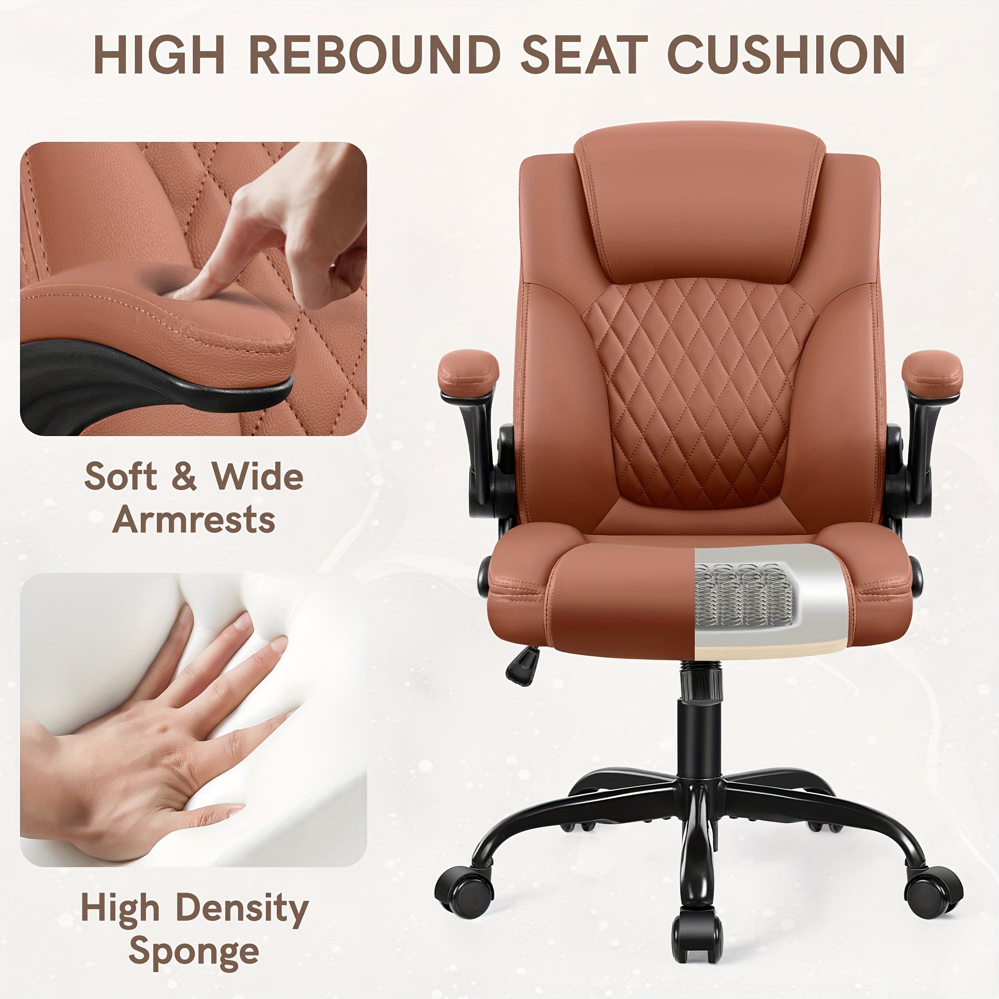 Home Computer Desk Chair, Ergonomic Back Support, 360° Free Rotation
