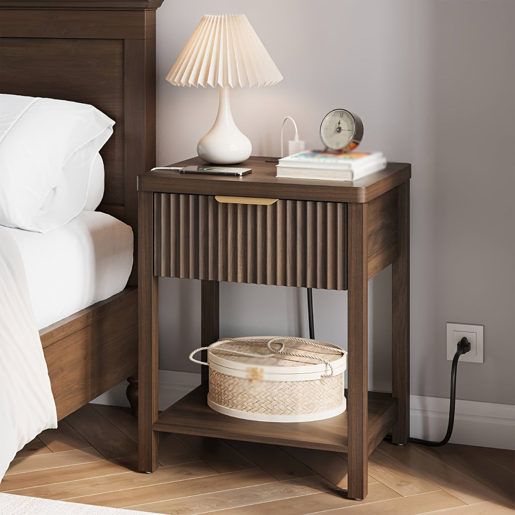 Modern Nightstand with Charging Station