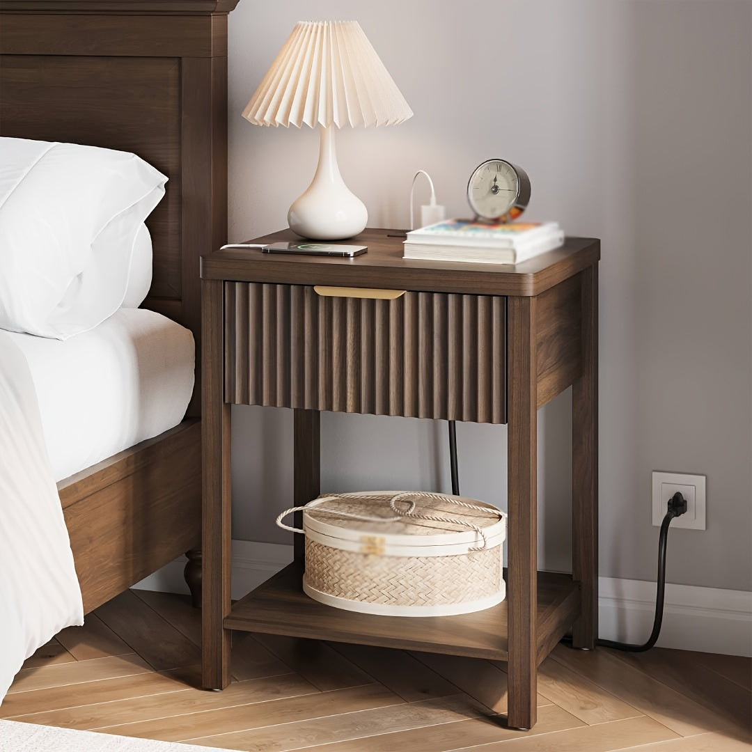 Modern Nightstand with Charging Station