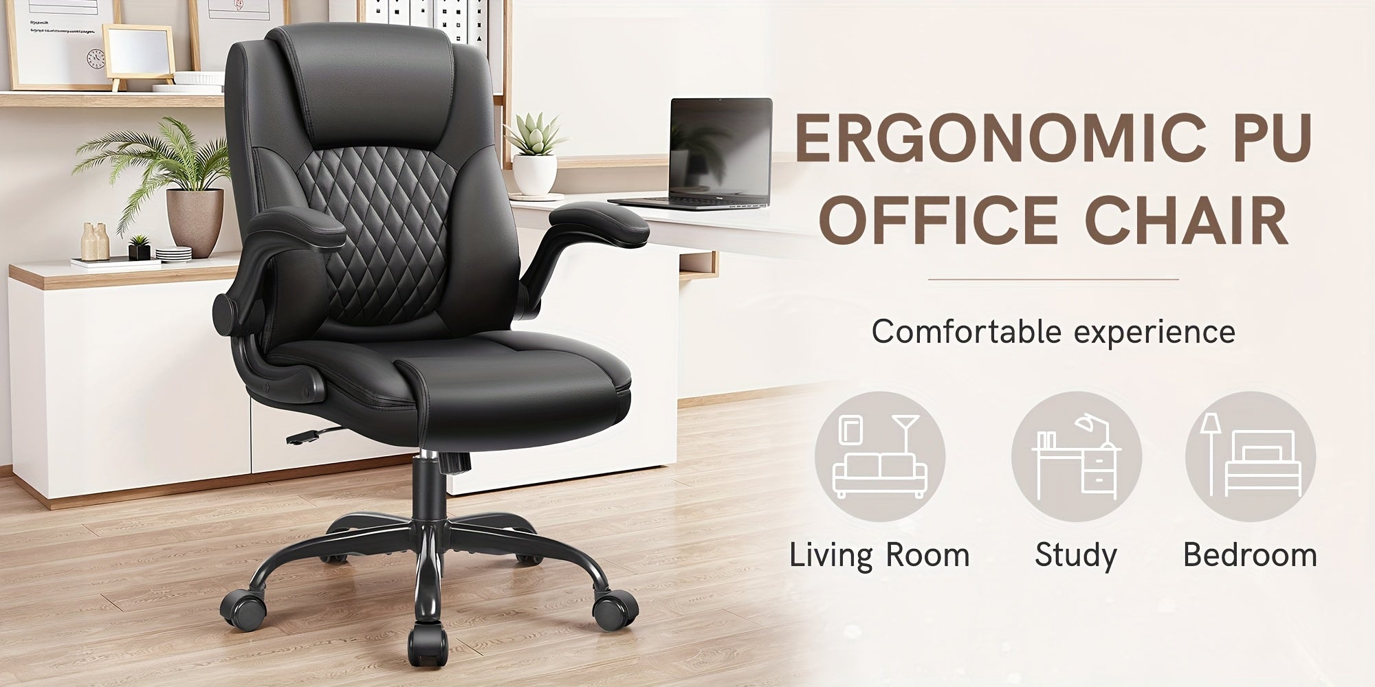 Home Computer Desk Chair, Ergonomic Back Support, 360° Free Rotation