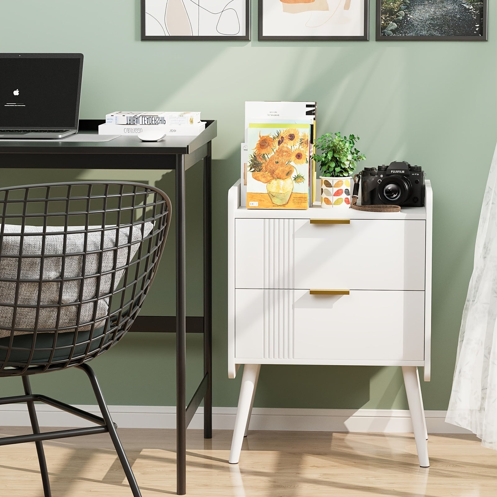 Nightstand Modern Nightstand With 2 Storage Drawers