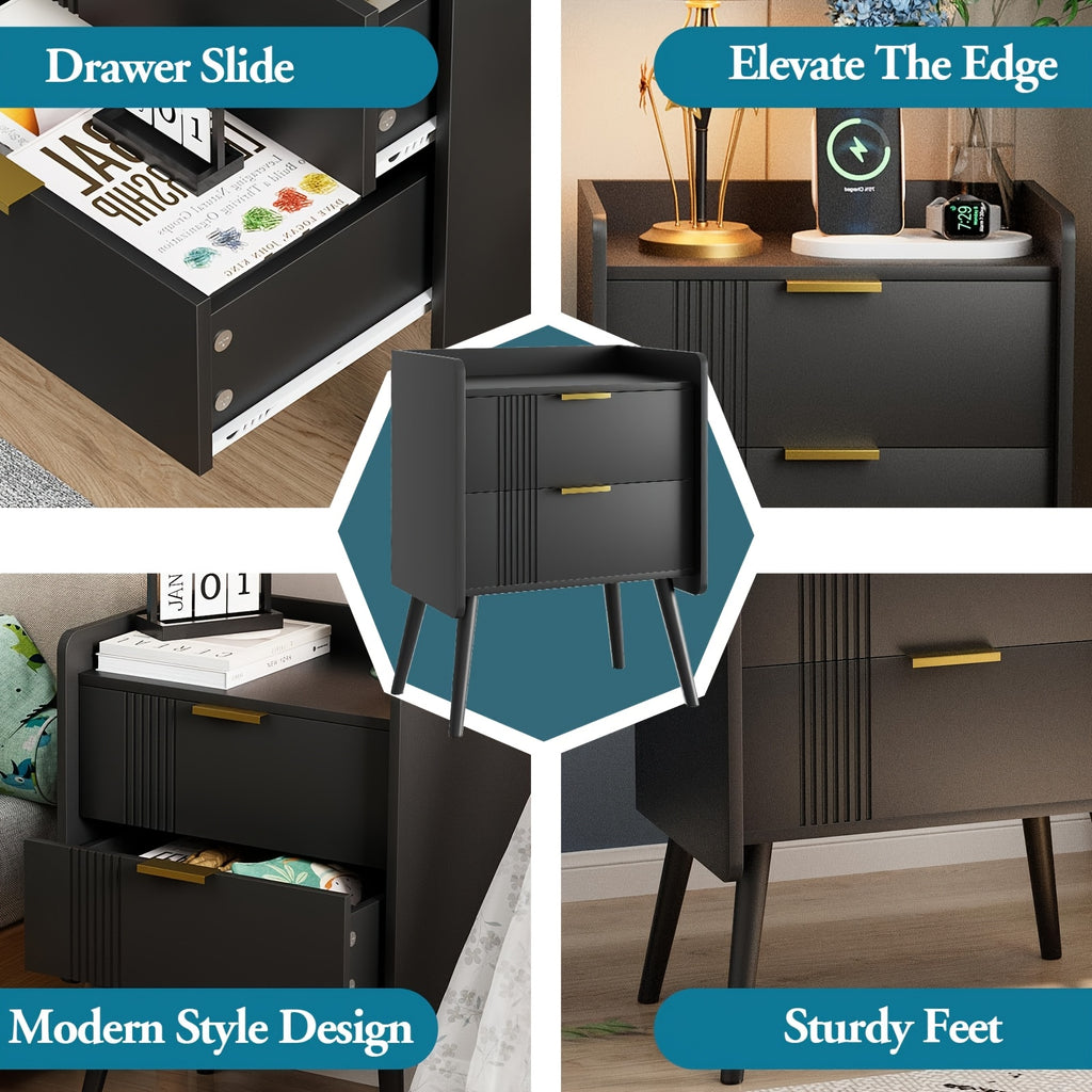 Nightstand Modern Nightstand With 2 Storage Drawers