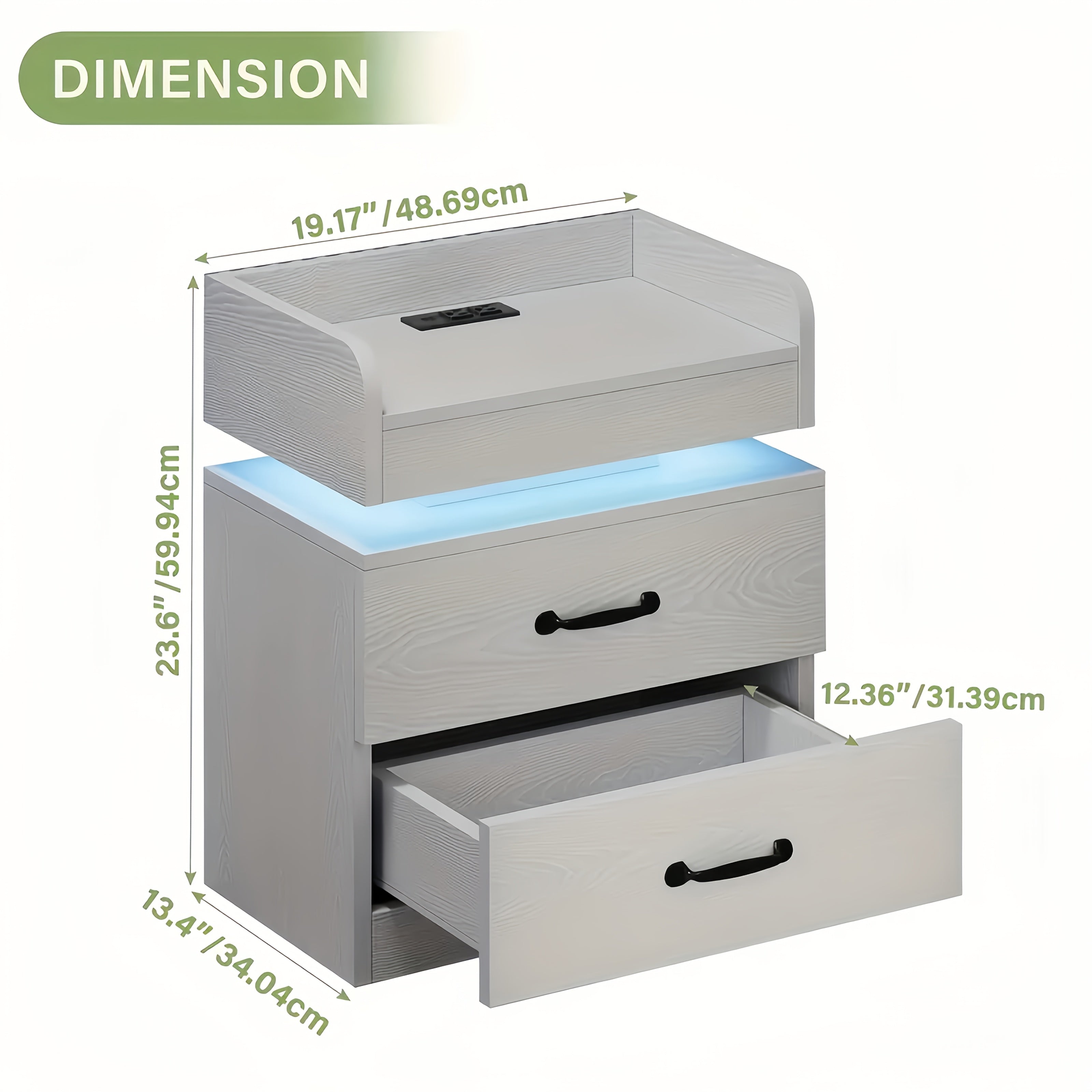 Modern Night Stand with LED Lights